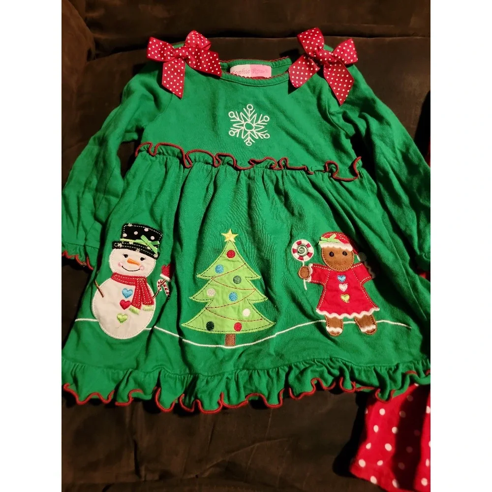 Sophie rose Christmas holiday gingerbread snowman‎ tree size 24 months dress